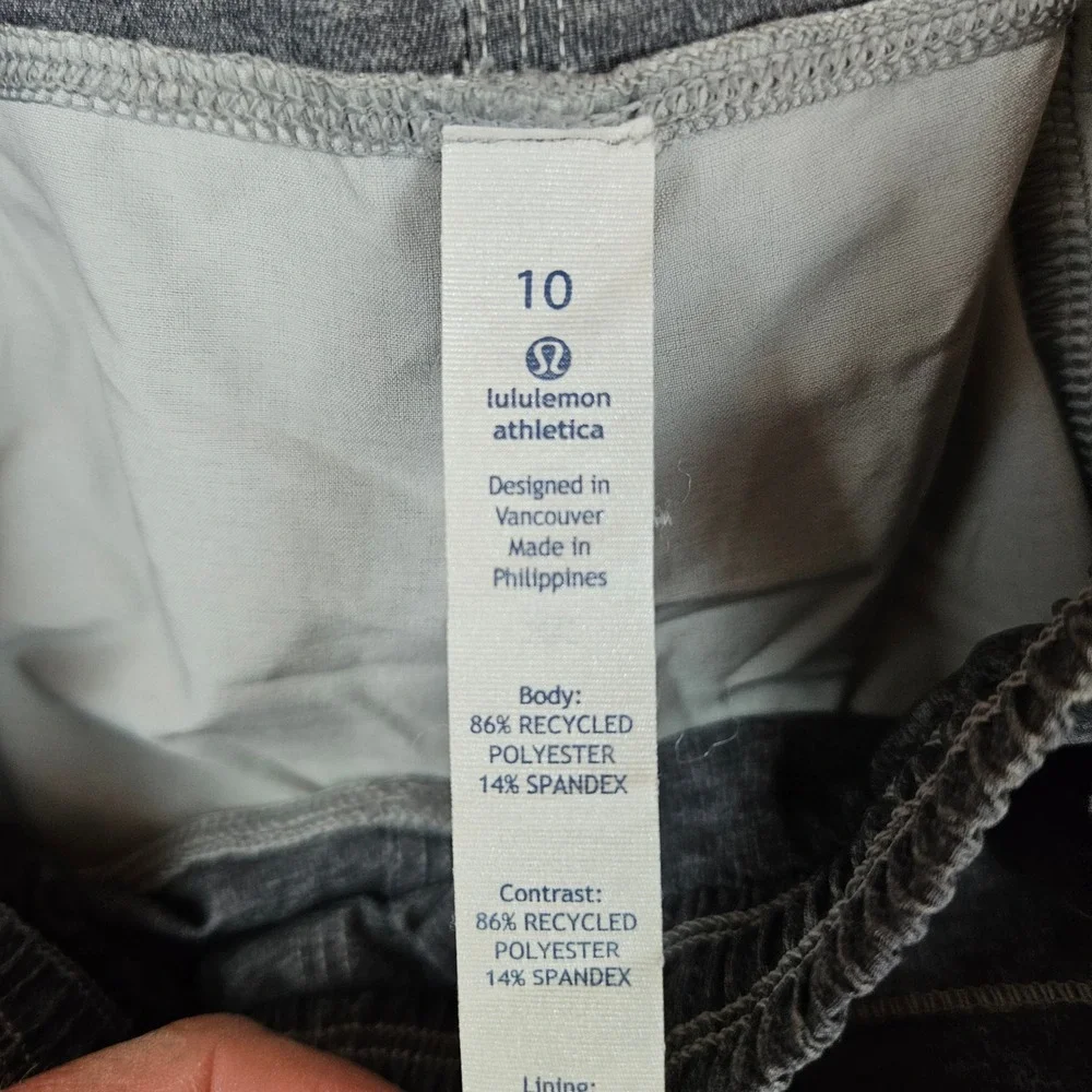 Lululemon Athletica Women 10 Gray Heathered Recycled Polyester Spandex Crops